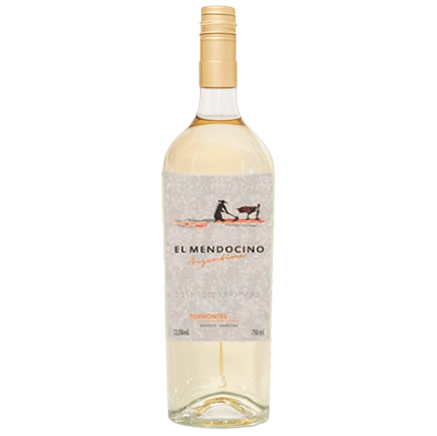 Garrafa de 750ml de vinho branco argentino El Mendocino Torrontés, produzido pela Andes Growers. Cor amarelo pálido com reflexos esverdeados, aromas intensos de flores brancas e frutas cítricas.