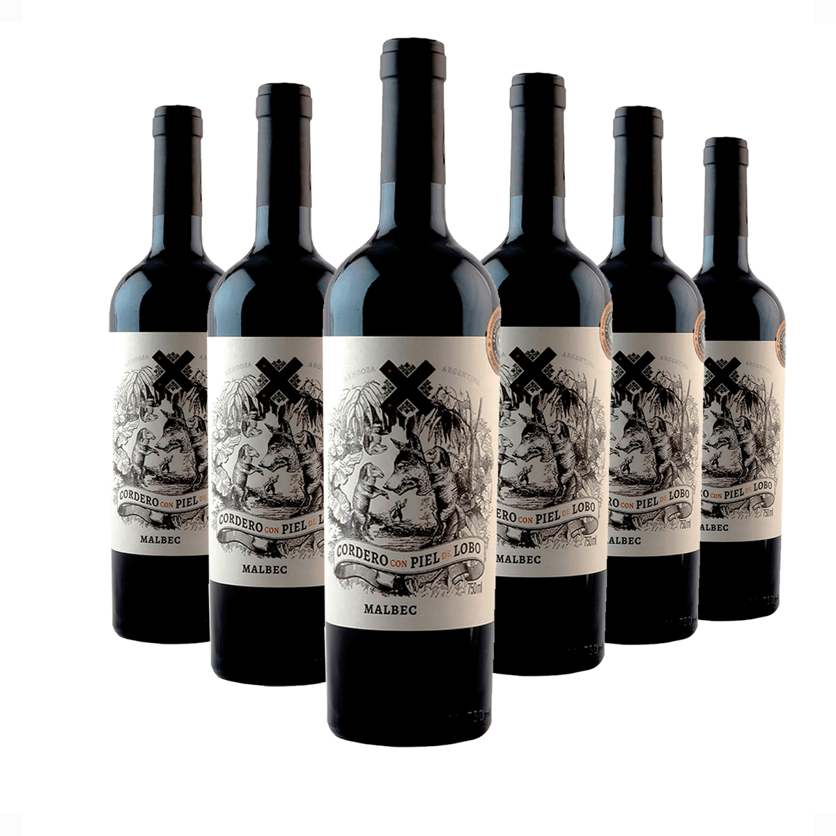 Kit 6 Garrafas Cordero Con Piel de Lobo Malbec