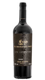 Garrafa de vinho El Mendocino Gran Reserva Blend 750ml com rótulo sofisticado. Vinho argentino de cor rubi profunda, com aromas complexos e taninos aveludados, ideal para celebrações e ocasiões especiais.
